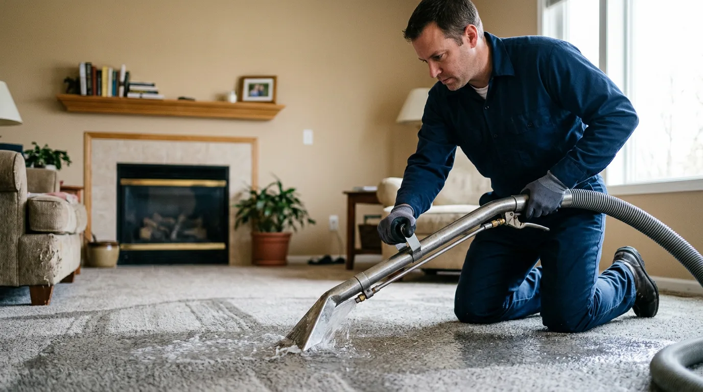 Water damage restoration technician working near Defiance, IA
